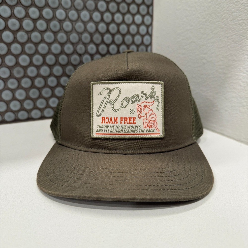 Roark Revival Hat Cap Snap Back Green Mesh Trucker Baseball Logo Roam Free Adult